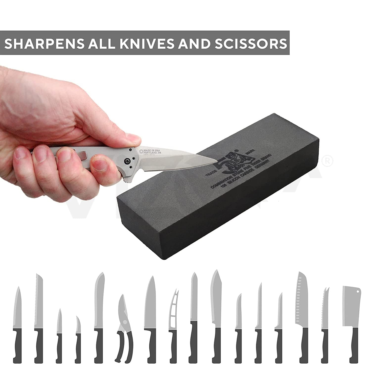 Silicon Carbide German Combination Stone, Dual Sided Stone for Knife and Tools Sharpening with Safety Case Silicon Carbide German Combination Stone, Dual Sided Stone for Knife and Tools Sharpening with Safety Case